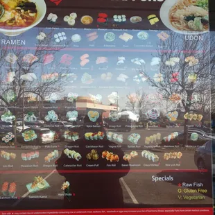 Menu, sorry about the sun glare.