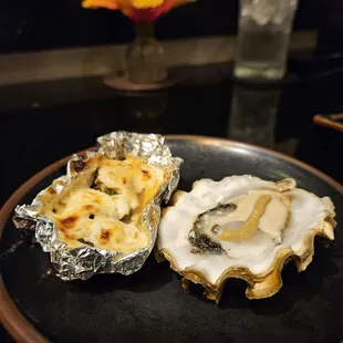 The raw oyster was not fresh. Definitely not shucked fresh that day. Maybe sat for a day or two. On the verge of going bad.