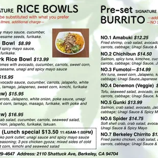 menu