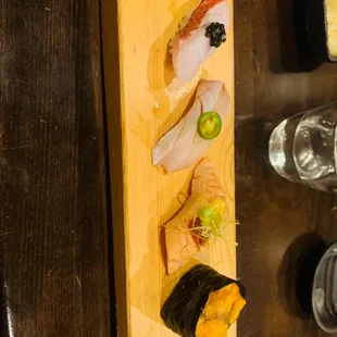 sushi seki on a wooden board