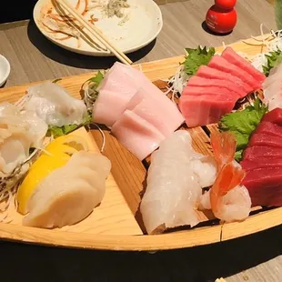 Special ordered prior to the night. Abalone, Uni, Japanese Squid, Giant scallops from Japan, needle fish, toro, bluefin tuna etc