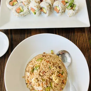 Vegetable Rice and Spicy Salmon Roll