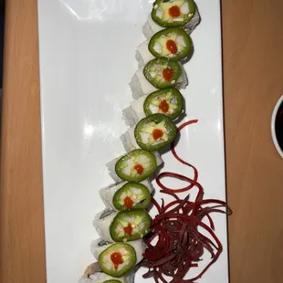 Bono Roll Super fresh yellowtail roll with ponzu sauce, sriracha, cilantro and jalapeños.