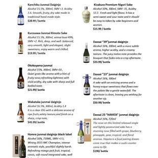 Sake Menu