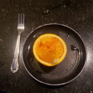 Fresh orange to refresh you after some fresh sushi