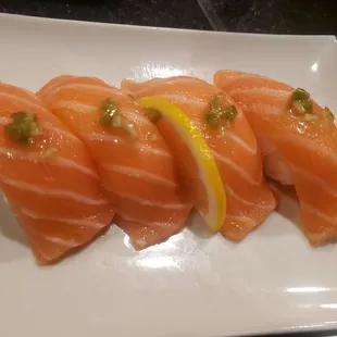 Salmon, I think they putting butter on this , to dayum good. The oil content was high just butter.
