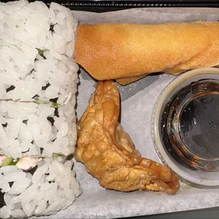 Combo Add On- 4 piece California Roll, Eggroll, Potsticker, Soy Sauce