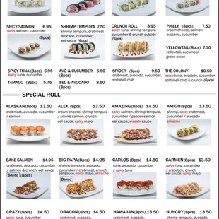 menu, sushi and sashimi