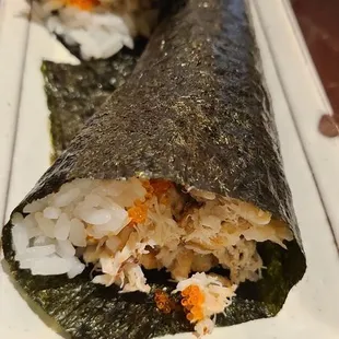 Blue crab hand roll.