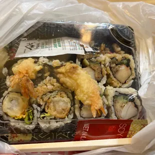 Shrimp tempura Roll and California Roll- rotten avocado