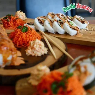 sashimi, sushi, sushi and sashimi, food