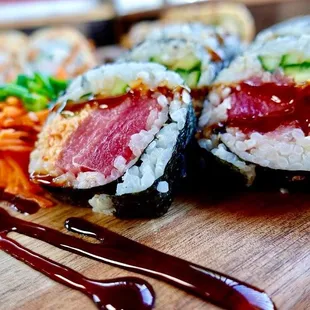 sashimi, sushi, sushi and sashimi, food