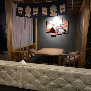 a couch and table