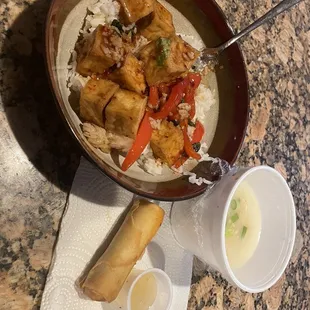 Thai sweet basil with fried tofu - lunch portion
