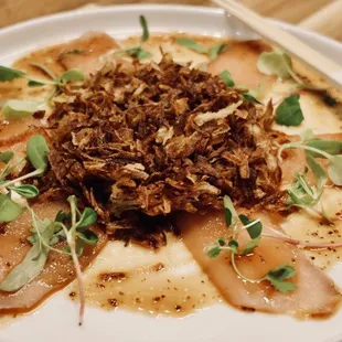 Albacore with Crispy Onion Carpachio