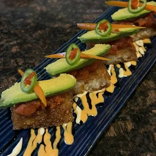 Crispy Rice on Spicy Tuna