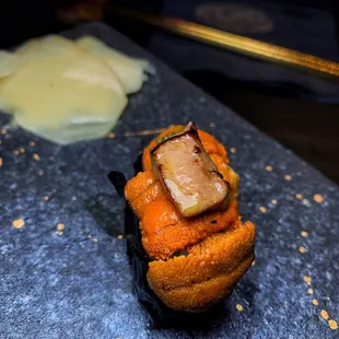 a close up of a sushi