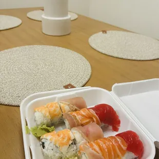 Uber eats delivery two rainbow rolls no avocado