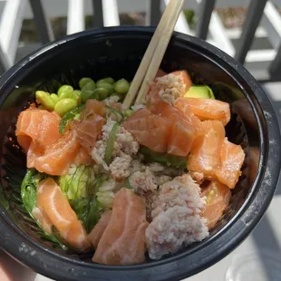 Custom Poke Bowl  When you actually move it around to eat it, you realize there&apos;s not much protein.