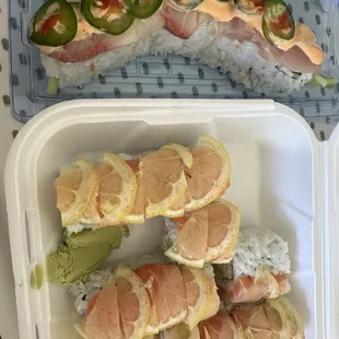 Sexy Lady Roll and Washington Roll (add sliced lemon for $1) Both are DELICIOUS!!!