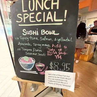 a menu for lunch special