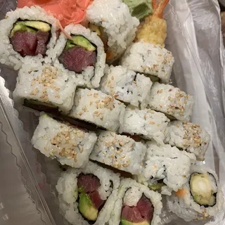 C. Tuna Avocado Roll, Spicy Sake Roll and Tempura Roll Combo