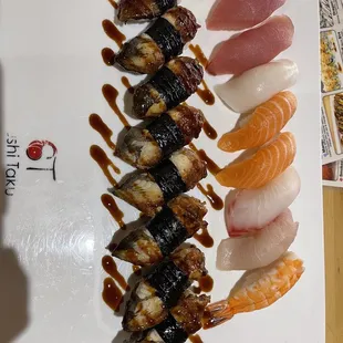 Unagi, tuna, squid, salmon,....nigiri