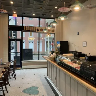 interior, sushi and sashimi
