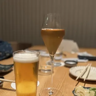 Asahi beer and sparking wine