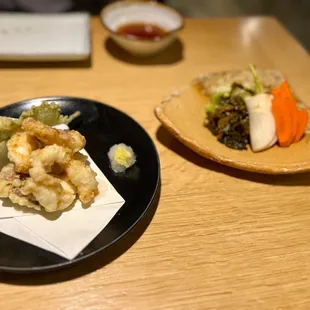 Squid tentacles and pickled vegetables