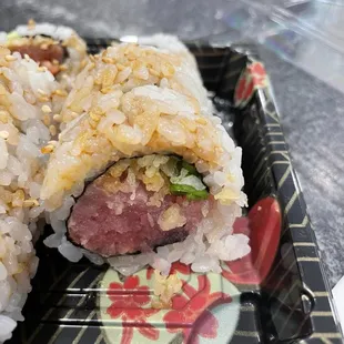 No longer a piece of tuna, more like scrapings.