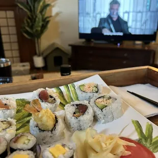 R24. Shrimp Tempura Roll, R6. Cucumber Roll, tomago roll