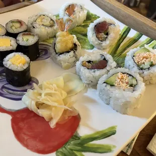 R42. Spicy Tuna Roll, tomago roll, R24. Shrimp Tempura Roll