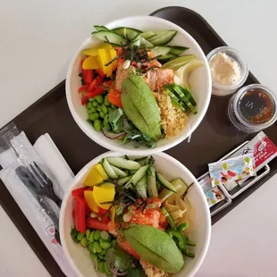 Poke bowls, king salmon