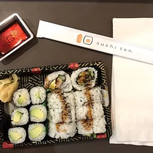 Avocado roll and eel roll