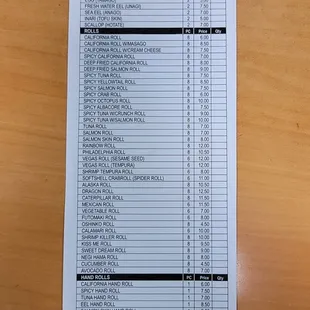 menu