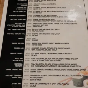 Roll description menu (Dec. 2024)