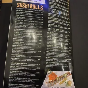 Sushi Rolls menu at Sushi Thai Delight in Edmond.