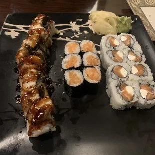 Eel, Salmon Roll, and JB Roll