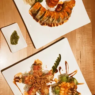 Lobster roll, Volcano roll, New York roll.