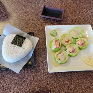 Spicy Tuna Rice Ball (left) Cool Summer (right)