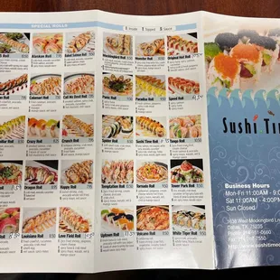 Original Sushi Time Owners menu.