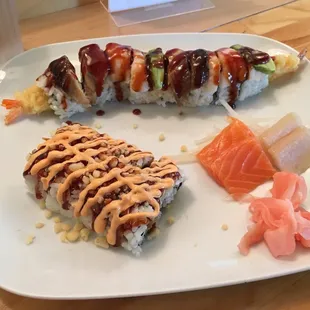 Tiger 12.99 spicy salmon crunch 5.99 salmon sashimi 1.99 yellowtail 2.50.