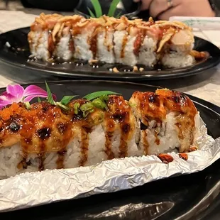 Baked salmon and spectrum roll
