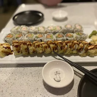 The tri-fecta of sushi rolls from the happy hour menu!