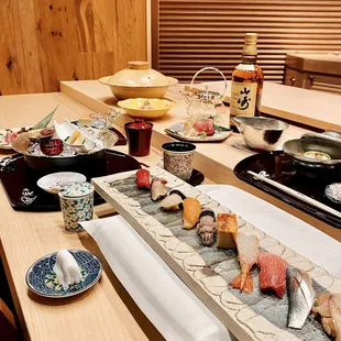 interior, sushi and sashimi