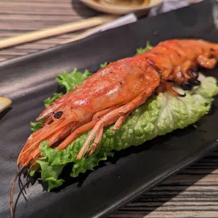 Grilled head-on red shrimp. It was perfectly grilled and seasoned together with the lemon.