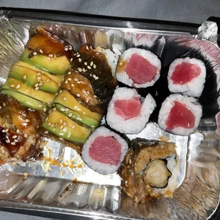 Left: Tomo roll. Right: tuna roll.
