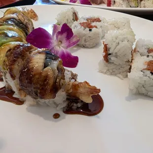 Dragon Roll and Spicy Tuna Roll.
