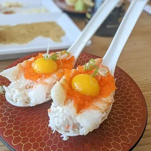 Shrimp boat with Massago and Quail Egg